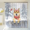 thumbnail image 3 of Playful Bulldog Welcomes Winter Snowy Day with Cardinal Bird Shower Curtain African Barkless Dog Lover Waterproof Bathroom Bathtub Curtain - 12017, 3 of 5