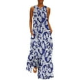 thumbnail image 2 of Nautical Navy Blue Anchor Dress Cute Maxi Dress Korean Fashion Boho Beach Long Dresses Female V Neck Graphic Oversized Vestidos, 2 of 6