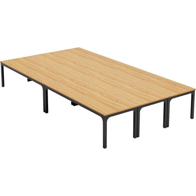 Tribesigns 6.5FT Modern Office Conference Table, 78.74-Inch Large Seminar Meeting Desk with Metal Legs and Adjustable Pads, Boardroom Training Table, Light Walnut