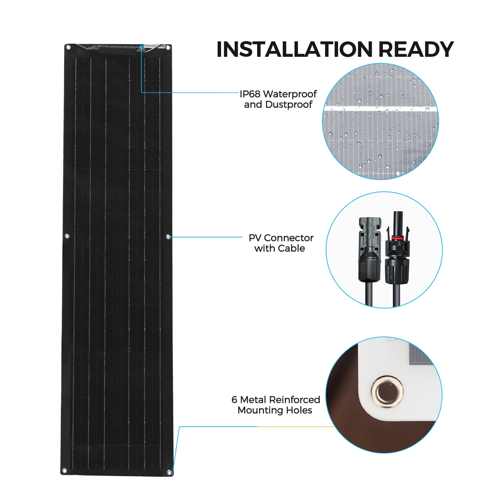 2 Pack 50W Flexible Solar Panel 12V Monocrystalline Waterproof Black for RV Boat Caravan