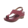 thumbnail image 1 of Women's Spring And Summer New Large Size Clip Toe Comfortable Wedge Beach Fashion Casual Buckle Beach Sandals Sandals for Women Wine 36, 1 of 1