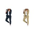 thumbnail image 1 of (2-Pack) Rinsvye Womens Solid Long Sleeve Pants Suit Set With Pockets Elastic Waistband Tailored Fit Business Formal Wear, 1 of 6