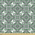 thumbnail image 2 of Ambesonne Abstract Fabric by the Yard Upholstery, Portuguese Tile Pattern, 10 Yards, White and Pale Taupe, 2 of 5
