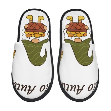 Balery Hello Autumn Slient Indoor Furry Fleece Comfort House Shoes Soft Non-Slip Home Shoes Cotton slippers House Slippers-- Medium