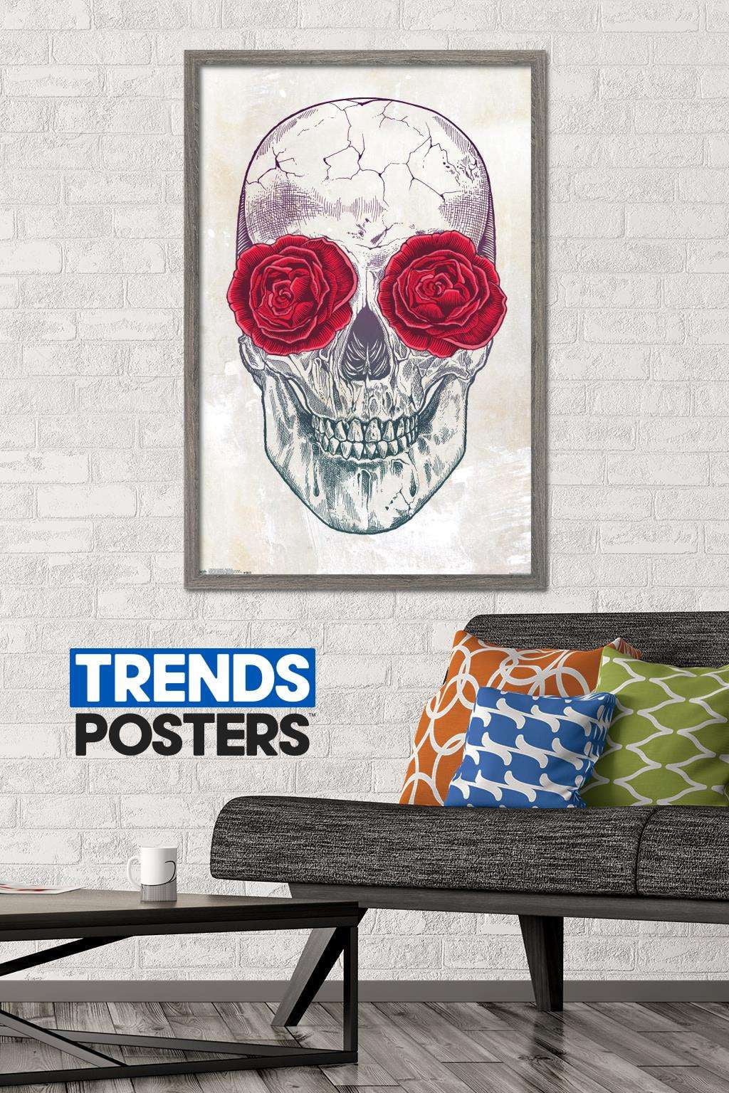 Rachel Caldwell - Skull Roses Wall Poster, 22.375" x 34", Framed