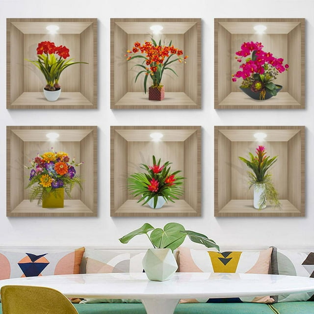 Self-adhesive 3D Wall Flower Decorative Painting PVC Decals DIY Stickers Hot