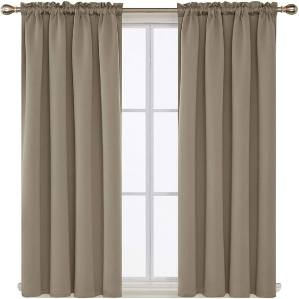 Deconovo Khaki Blackout Curtains Rod Pocket Curtain Panels Thermal