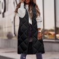 thumbnail image 3 of Hvyesh Long Quilted Vest for Women Sleeveless Hooded Outerwear Coats Warm Zip Up Pockets Coats Winter Padded Thermal Gilet Outerwear, 3 of 5