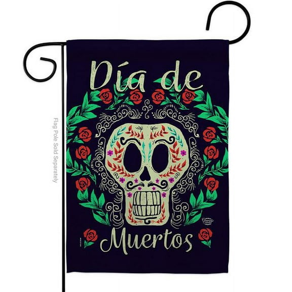 Ornament Collection G192074-BO 13 x 18.5 in. Dia de Muertos Skeleton Garden Flag with Fall Day of Dead Double-Sided Decorative Vertical Flags House Decoration Banner Yard Gift