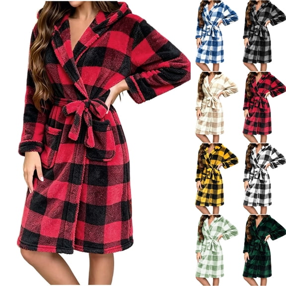 Nugftut Womens Robes Fleece Plush Soft, Fluffy Fuzzy Cozy Warm Bathrobes, Shower Spa House Long Robe for Women