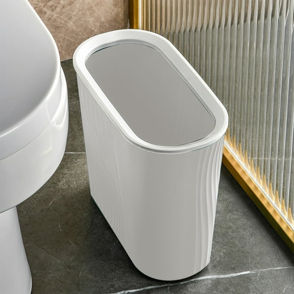 Gallickan Small Trash Can, 2.8 Gallon Slim Garbage Can Plastic Waste Basket Container Bin for Narrow Spaces Bathroom, Bedroom, Kitchen, Office, Home, White
