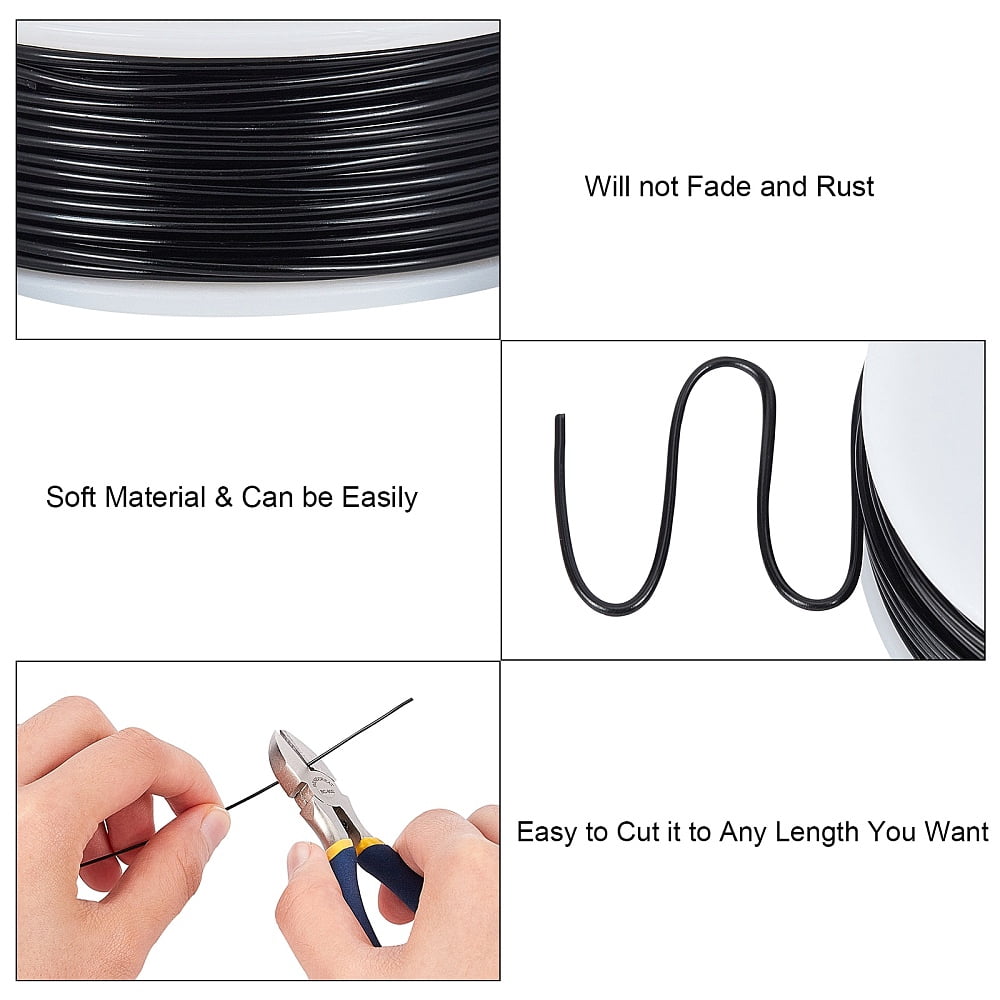 DIY Jewelry Kits with Aluminum Wire and Iron Side Cutting Pliers Black 1mm 23m/roll 6rolls/set