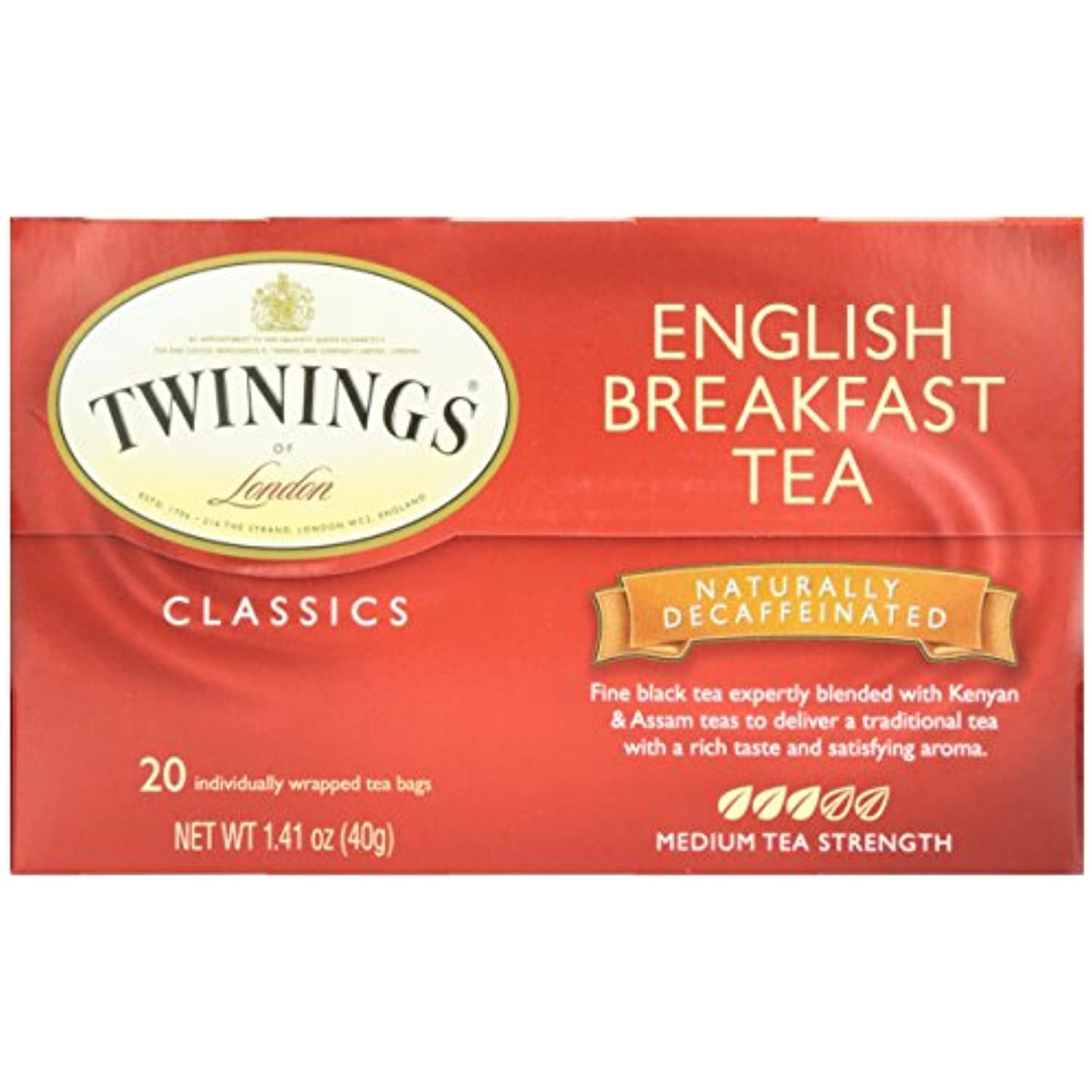 Twinings Decaffeinated English Breakfast Tea, 20 Ct