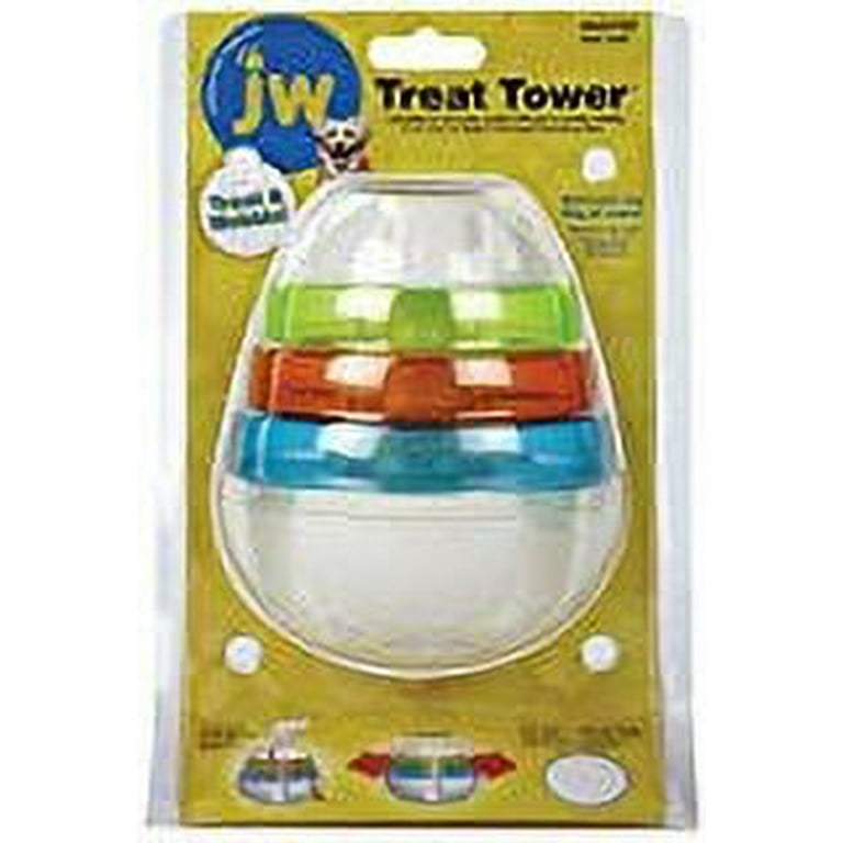 Doskocil Tower Shaped Plastic Dog Treat Toy Dispenser Small, Multi-colored  