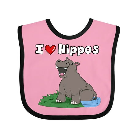 

Inktastic I Love Hippos Boys or Girls Baby Bib