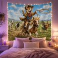 thumbnail image 2 of Corgi Sheriff on Pinto Horse Among Animals in Pasture, Playful Digital Art for Dog Lovers, Farm Decor, New Home Gift, Tapestry Wall Hanging for Bedroom and Living Room, 2 of 7
