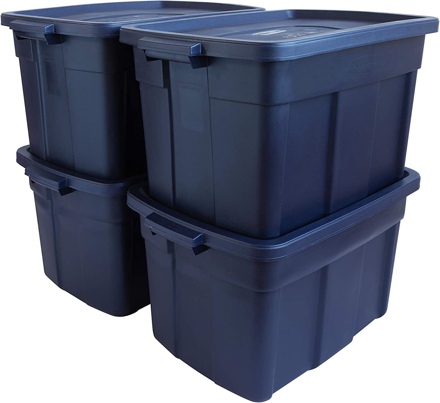 HART 27 Gallon Heavy Duty Latching Plastic Storage Bin, Black Base/Blue