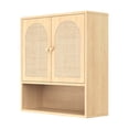 thumbnail image 3 of Ktaxon Rattan Bathroom Cabinet Wall Mount, Medicine Storage Organizer with 2 Door and 1 Adjustable Shelves, Oak Rattan, 3 of 9