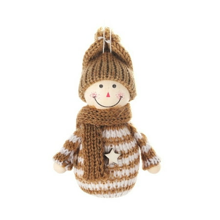 

Trayknick Christmas Tree Pendant Cute with Hat Scarf Striped Clothing Gifts Smiling Face Scene Layout Wardrobe Decor Xmas Woolen Yarn Plush Doll Snowman Pendant Party Supplies