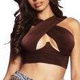 thumbnail image 1 of ITFABS Débardeurs Croisés pour Femmes, Crop Top Sans Manches Couleur Unie, 1 of 9