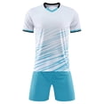 thumbnail image 3 of Fldy Mens Soccer Uniform Short Sleeve Athletic Jersey with Shorts Set Basketball Football Sports Outfits White 4-5, 3 of 4