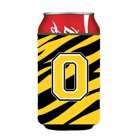 

Letter O Initial Monogram - Tiger Stripe - Black Gold Can Or Bottle Hugger