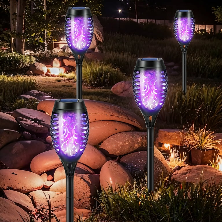 Online 18PK Mini Solar Torch Light with Dancing Flickering Flame Lights Outdoor