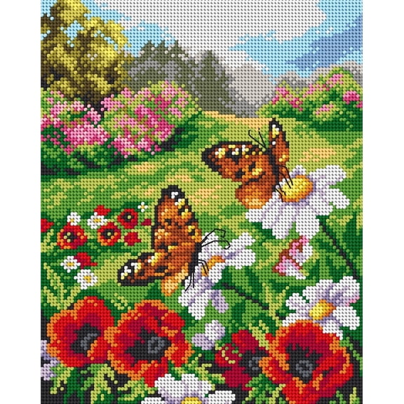 Wizardi Gobelin Canvas for halfstitch Without Yarn Butterflies in the Meadow 2628H Orchidea