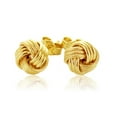 thumbnail image 2 of 14k Yellow Gold Love Knot with Ridge Texture Earrings, 2 of 2