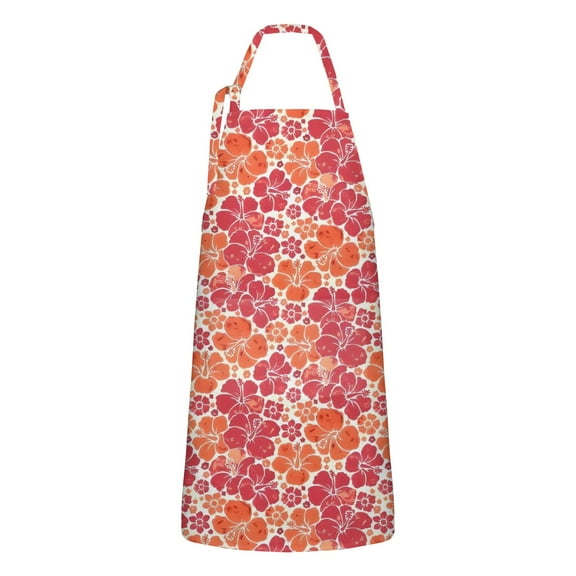 Pioneer Flower Floral Print Pattern Apron-Garden Aprons for Women with Pockets-Cotton Linen Waterproof Kitchen Cooking Gardening Aprons Adjustable for Kitchen,Cooking,BBQ and Salon 33x27 Inch