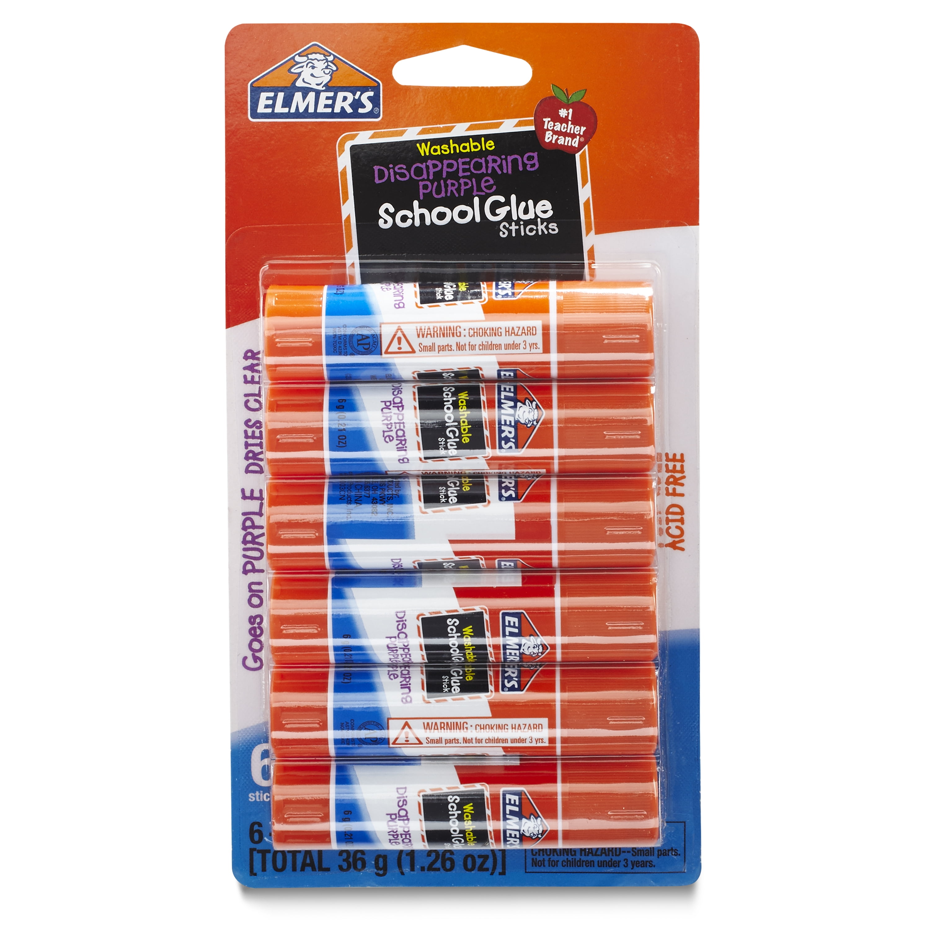 Elmer's Washable School Glue Sticks, 0.24 oz, Applies and Dries Clear, 30/Box (e556)