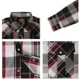 thumbnail image 3 of Coevals Club Men's Western Cowboy Long Sleeve Pearl Snap Casual Plaid Work Shirts Red Brown Black 20 Small, 3 of 3