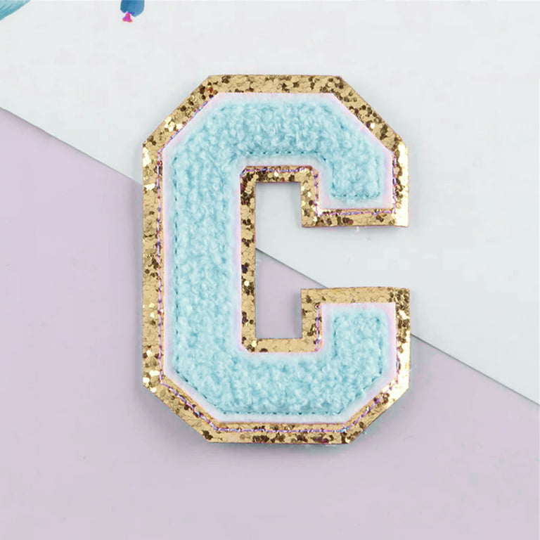 2 Blue Sequin with Bead Letters CHOICE OF LETTER!