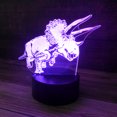 thumbnail image 4 of 3D Optical Illusion Lamp, Triceratops Dinosaur Desk Light - 7 Color LED Lamp Base with USB or Battery and Touch control Rotating Fade or Solid Color mode. A Nightlight for Kids, Gift for any age., 4 of 6
