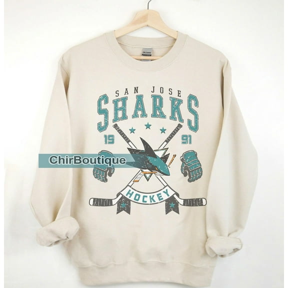 San Jose Hockey Sweatshirt, Vintage San Jose Hockey Gift For Fan, Hockey Gift ,Sand Color,Size L