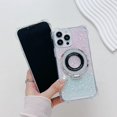 thumbnail image 3 of Glitter Gradient Color Case for Apple iPhone 15, with Ring Holder Kickstand Magnetic Cover Compatible with Magsafe Shockproof Anti-Scratch TPU Bumper Phone Case for Girls Women, Pink+Green, 3 of 8