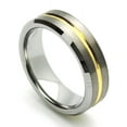 thumbnail image 2 of Men Women Tungsten Carbide Wedding Band Ring 7mm Comfort Fit Beveled Edges Gold Plated Tungsten Ring, 2 of 3