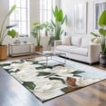 thumbnail image 3 of 4'x6' Area Rugs, Spring Magnolia Flower Indoor Outdoor Area Rug for Living Room Bedroom, White Floral Botanical Light Blue Washable Bathroom Rugs Kitchen Floor Carpet Mats Home Decor Aesthetic, 3 of 8