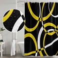 thumbnail image 4 of Polyester Fabric Yellow Geometric Shower Curtain, Modern Abstract Simple Lines Black Waterproof Bathtub Curtain Bathroom Decor Set with Hooks 72 x 72 Inches, 4 of 6