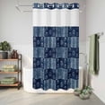 thumbnail image 6 of No Hook Shower Curtain, Vintage Floral Shower Curtains for Bathroom with See Through Top Window, Abstract Flowers Patchwork Country Navy Blue Waterproof & Washable Bath Curtain Stand Up Stall 36"x72", 6 of 9