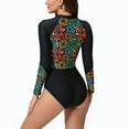 thumbnail image 3 of Hicidod One Piece Swimsuits for women Long Sleeve zipper Rash Guard surfing Bathing Suit slim fit fashion printed UV Protection wetsuit, 3 of 7