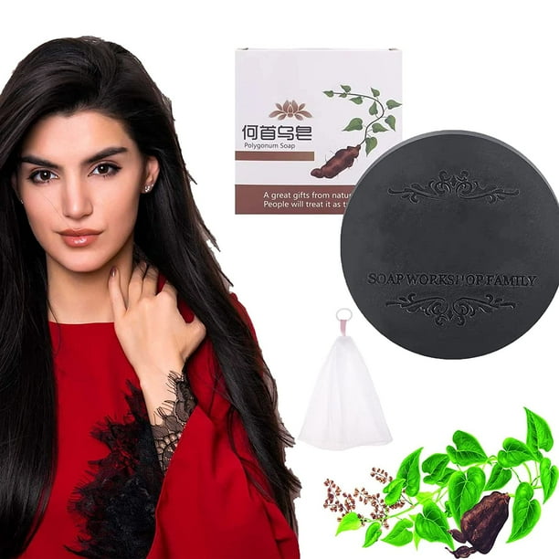 Black & Thick Hair Fallopia Multiflora Shampoo Bar,Hair Darkening