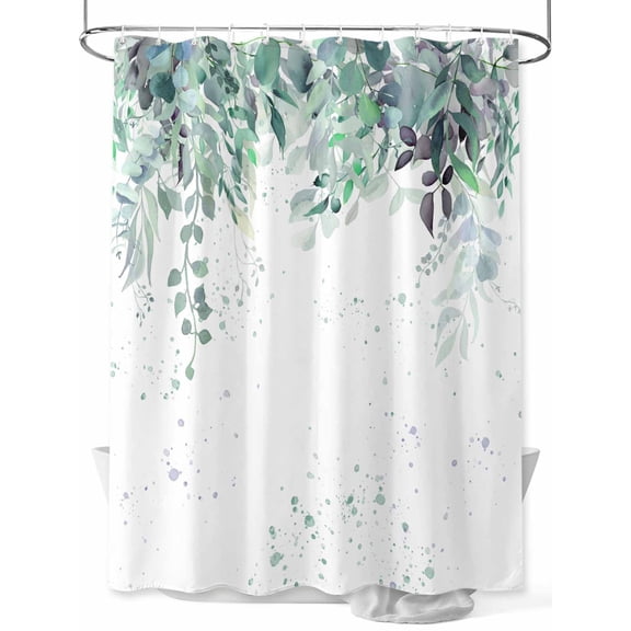 Shower Curtains Watercolor Eucalyptus Leaf Bath Curtain Green Spring Plant Waterproof Bathroom Shower Curtain Set with Hooks Decoration 72 x 84 Inches