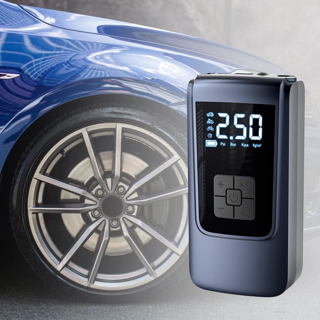 Air Compressor Tire Inflator Pressure Gauge Compact Fast Inflation LED Illumination Electric Tire Pump for Bicycles Ball Swimming rings Car wirelessUSB