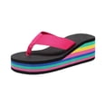 thumbnail image 3 of Willtoo Fashionable Women's Platform Wedge Flip Flops with Rainbow Printed Sole for Casual Outdoor Style, 3 of 6