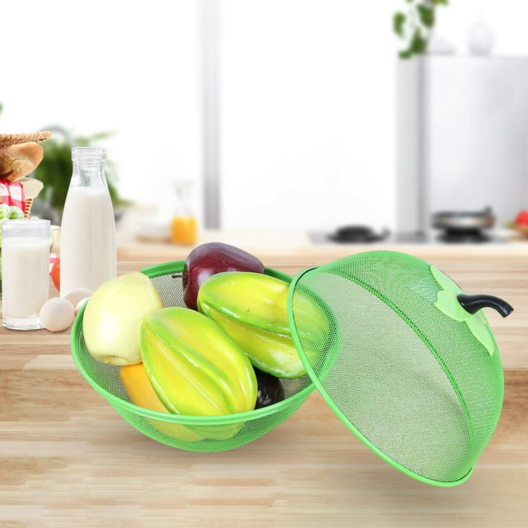 Fruit Basket with Lid Kitchen Accessories for Fruits Storage Food Vegetable Green, Size: 28cmx24cm