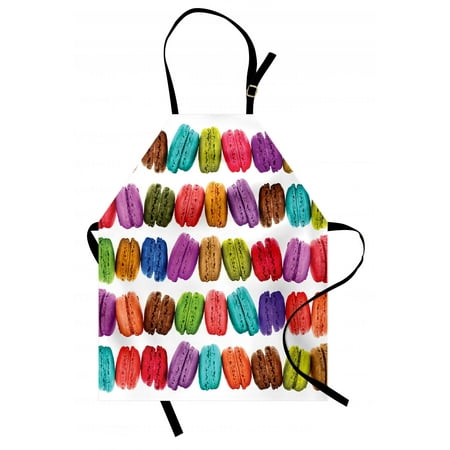 Food Service Aprons - Colorful Apron French Macarons in a Row Coffee Shop Cookies Flavours Pastry Bakery Food Design, Unisex Kitchen Bib Apron with Adjustable Neck for Cooking Baking Gardening, Multicolor, by Ambesonne