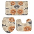 thumbnail image 2 of Vintage Flower Dahlia Bathroom Rugs Set Revivalism Plant Watercolor Non Slip Absorbent Soft Bath Mats 3 Piece Set with Bathroom Rug, U-Shaped Floor Mat, Toilet Seat Cover Large Size, 2 of 9