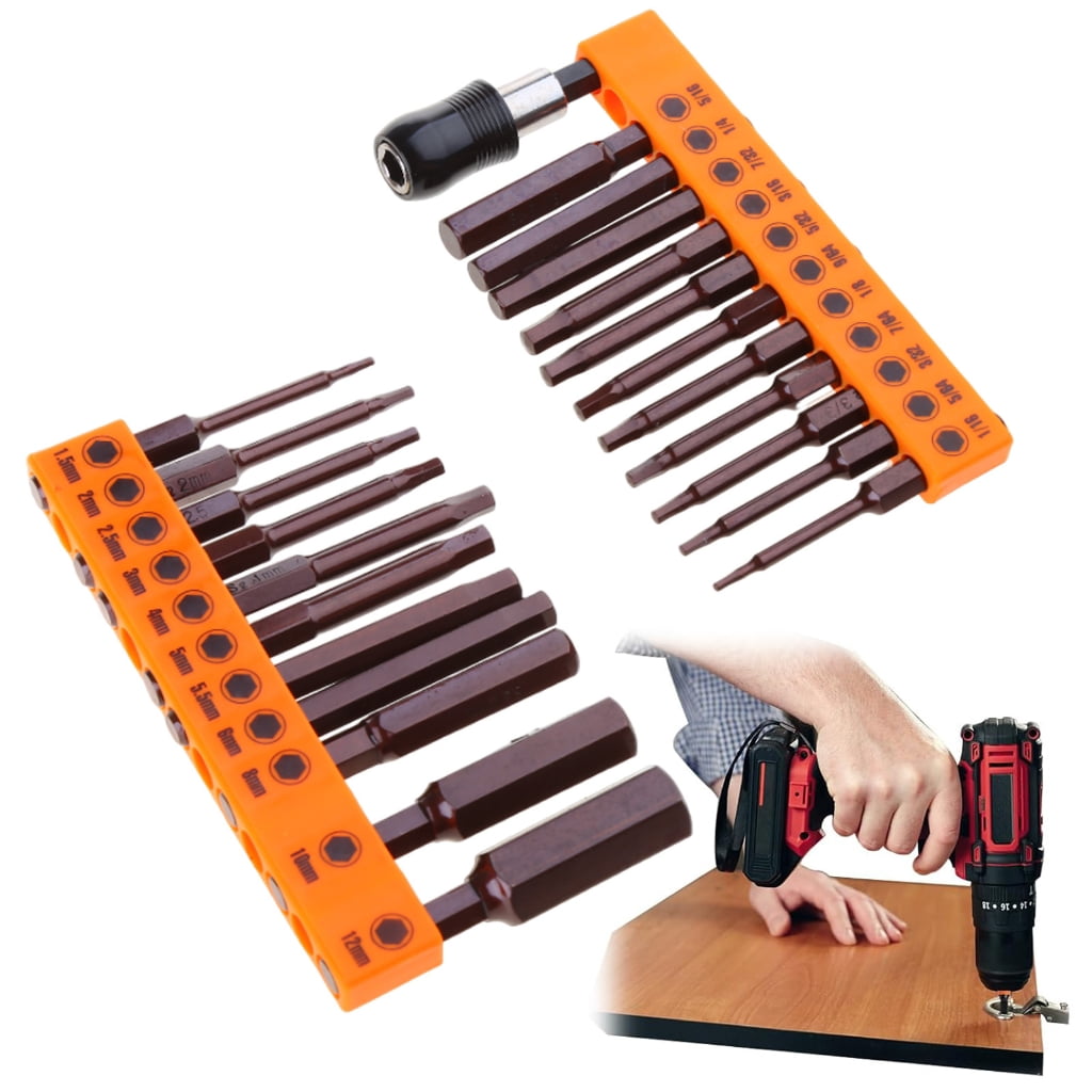 Geemin 23 Piece Hex Head Impact Drill Bit Set Magnetic Screwdriver Bits Metric English