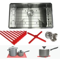 Contempo Living Inc 32-inch Stainless Steel Zero Radius Single Bowl Kitchen Sink Complete Combo Accessories